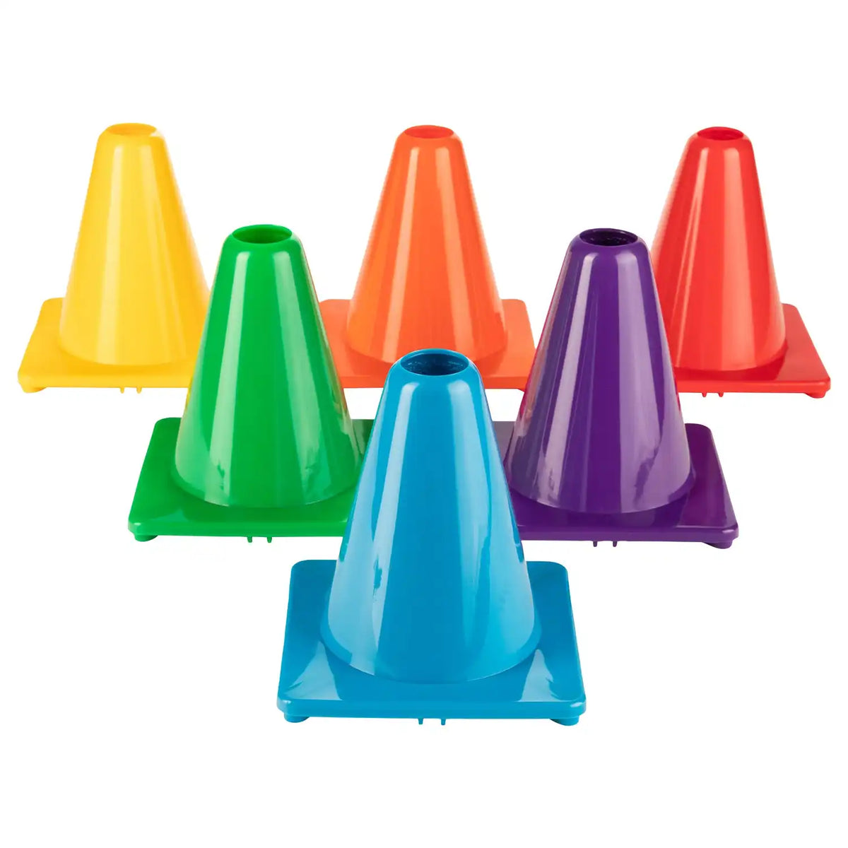 Champion Sports 4’’h Cone High-visibility Flexible Vinyl Cone - Set - of 6 Colors