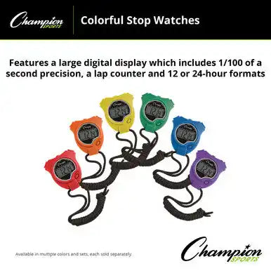 Champion Sports 910 Stopwatch - Set - of 6 Colors