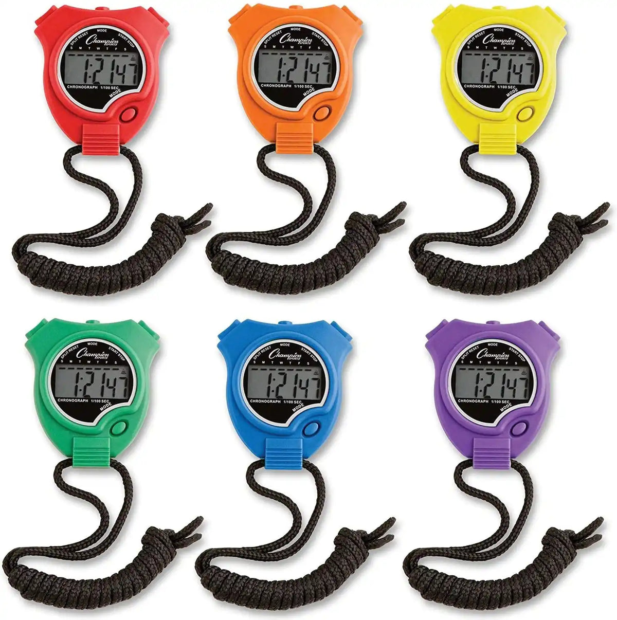 Champion Sports 910 Stopwatch - Set - of 6 Colors