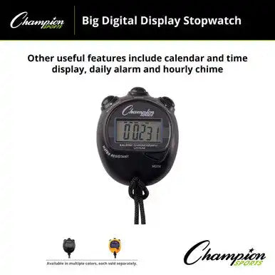Champion Sports 920 Big Digital Display Stop Watch - Ea - Black