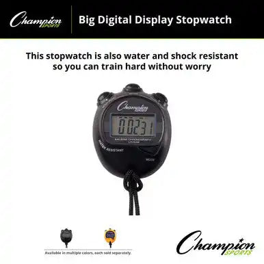 Champion Sports 920 Big Digital Display Stop Watch - Ea - Black