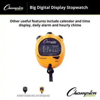 Champion Sports 920 Big Digital Display Stop Watch - Ea - Black