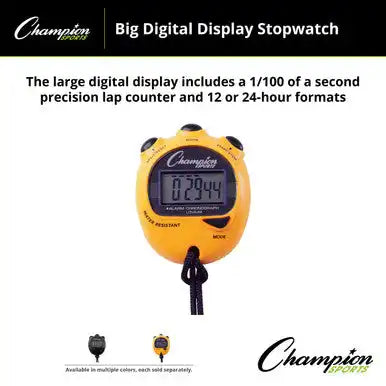 Champion Sports 920 Big Digital Display Stop Watch - Ea - Black
