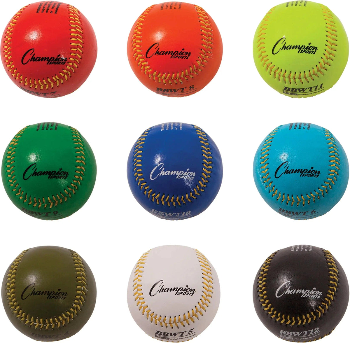 Champion Sports Bbwt Weighted Training Baseball - Set - of 9