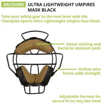 Champion Sports Bm300 Ultra Lightweight Umpire Face Mask with Everclean - Ea