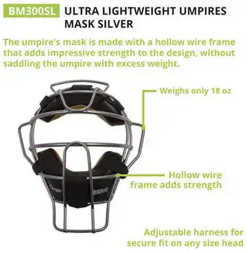 Champion Sports Bm300 Ultra Lightweight Umpire Face Mask with Everclean - Ea