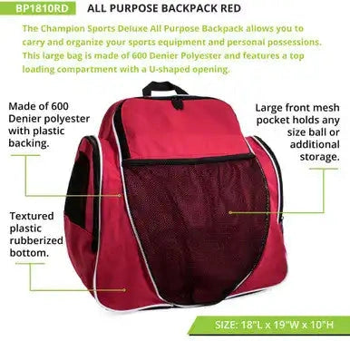 Champion Sports Bp1810 All Purpose Backpack - Ea