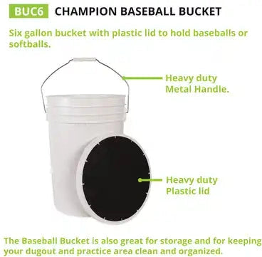Champion Sports Buc6 6 Gallon Ball Bucket - Ea
