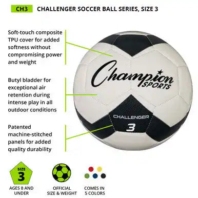 Champion Sports Ch3 Challenger Soccer Ball Size 3 - Ea