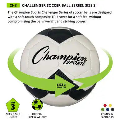 Champion Sports Ch3 Challenger Soccer Ball Size 3 - Ea