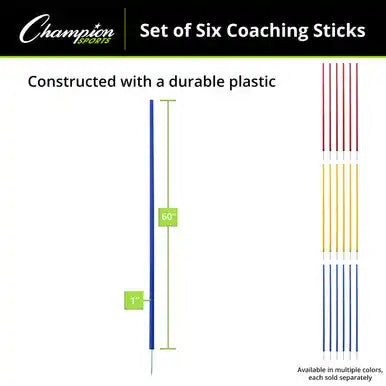 Champion Sports Cs6 Coaching Sticks Set of 6