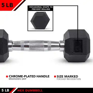 Champion Sports J-rhdb Rubber Hex Dumbbell - Ea