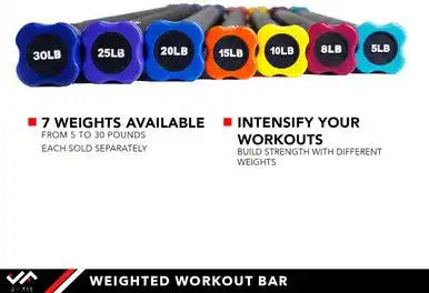 Champion Sports J-rpwb Workout Bar with Rubber Padding - Ea