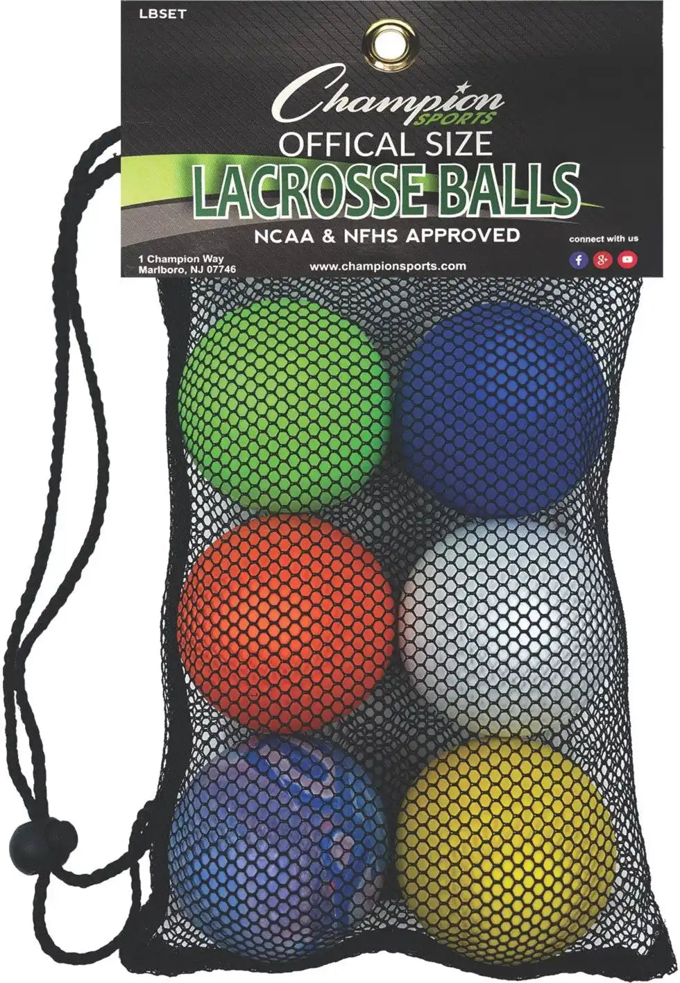 Champion Sports Lbset Lacrosse Ball - Set - Multi, 6-pack
