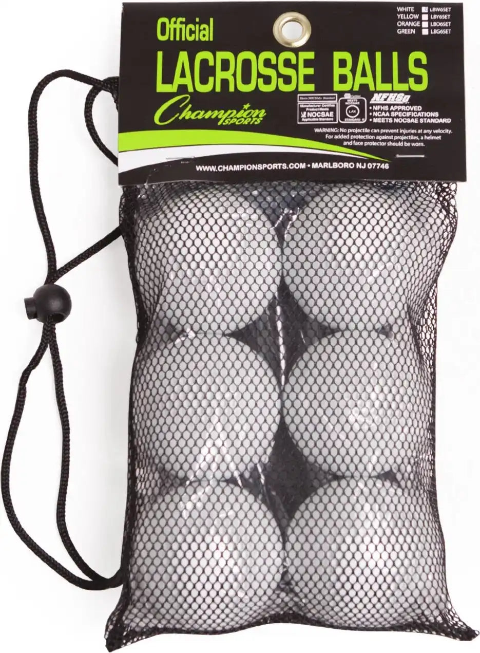 Champion Sports Lbset Lacrosse Ball - Set - White, 6-pack