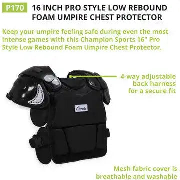 Champion Sports P170 Pro Style Low Rebound Foam Chest Protector - Ea