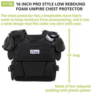 Champion Sports P170 Pro Style Low Rebound Foam Chest Protector - Ea