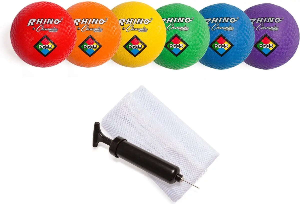 Champion Sports Pg85 8.5’’ Playground Ball - Set - Balls, Bag and Pump
