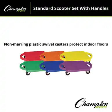 Champion Sports Pgh12 12’’ Standard Scooter with Handles - Set - of Six Colors