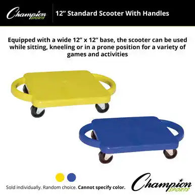 Champion Sports Pgh12 12’’ Standard Scooter with Handles - Set - of Six Colors