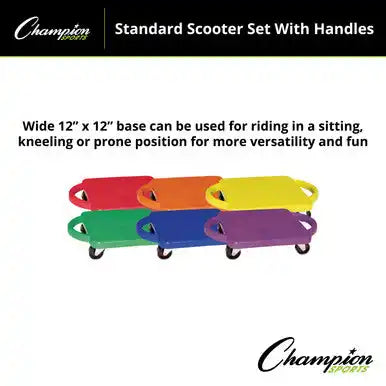 Champion Sports Pgh12 12’’ Standard Scooter with Handles - Set - of Six Colors