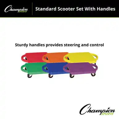 Champion Sports Pgh12 12’’ Standard Scooter with Handles - Set - of Six Colors