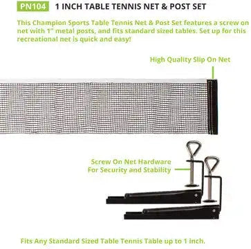 Champion Sports Pn10 Table Tennis Net and Post - Ea