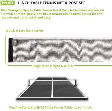 Champion Sports Pn10 Table Tennis Net and Post - Ea