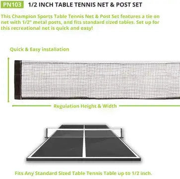 Champion Sports Pn10 Table Tennis Net and Post - Ea