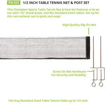Champion Sports Pn10 Table Tennis Net and Post - Ea