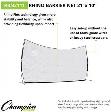 Champion Sports Rbn Rhino Flex Barrier Net - Ea