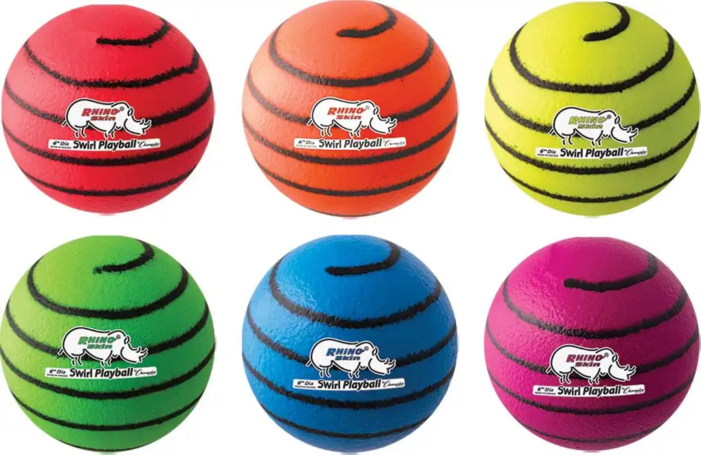 Champion Sports Rs63 Rhino Skin Foam Ball Medium Bounce - Set - of 6 Neon Color Swirl Balls