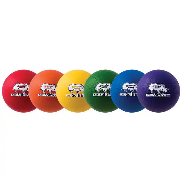 Champion Sports Rs65 6’’ Rhino Skin Low Bounce Softi Foam Ball - Set - of 6 Colors