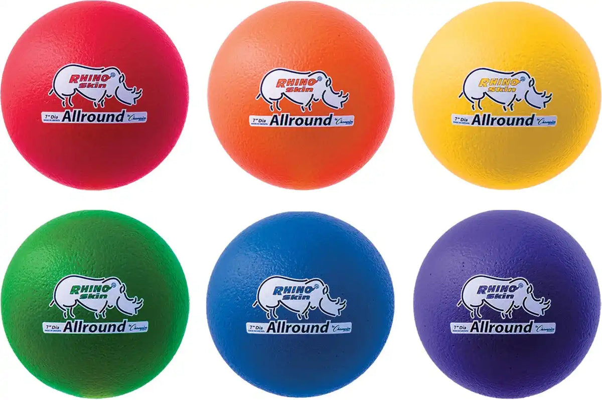 Champion Sports Rs7 7’’ Rhino Skin Medium Bounce Allround Foam Ball - Set - of 6 Colors