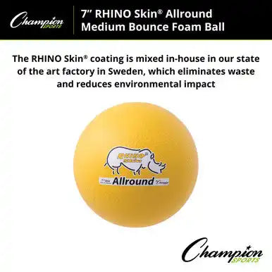 Champion Sports Rs7 7’’ Rhino Skin Medium Bounce Allround Foam Ball - Ea - Yellow / Single