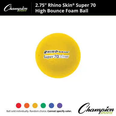 Champion Sports Rs70 2.75’’ Rhino Skin High Bounce Super 70 Foam Ball - Set - of 6 Colors