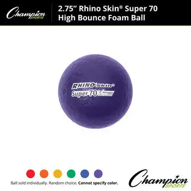 Champion Sports Rs70 2.75’’ Rhino Skin High Bounce Super 70 Foam Ball - Set - of 6 Colors