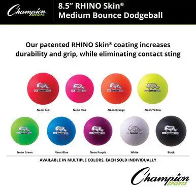 Champion Sports Rs8 8.5’’ Rhino Skin Medium Bounce Dodgeball - Ea