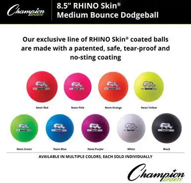 Champion Sports Rs8 8.5’’ Rhino Skin Medium Bounce Dodgeball - Ea