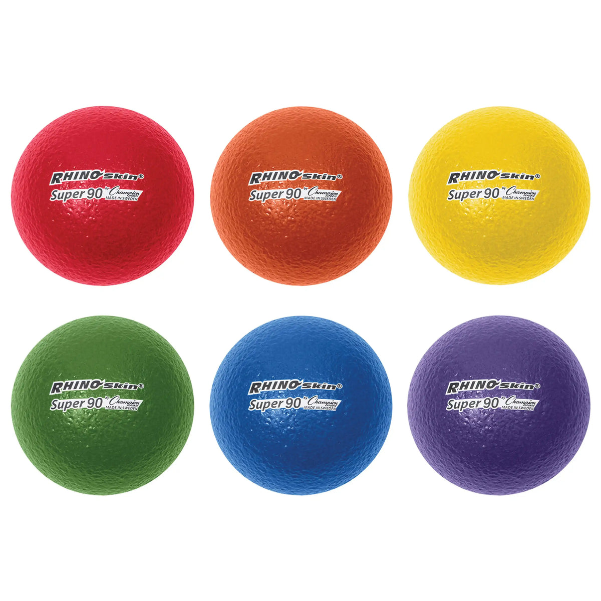 Champion Sports Rs90 3.5’’ Rhino Skin Super 90 High Bounce Foam Ball - Set - of 6 Colors