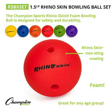 Champion Sports Rsbx 1.5 Lb Rhino Skin Bowling Ball - Set - of Six Colors