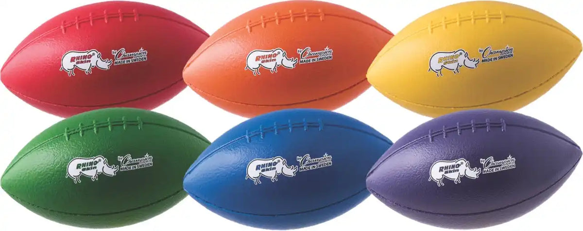 Champion Sports Rsmff Rhino Skin Molded Foam Footballs - Set - of 6 Colors / 8.5’’ d