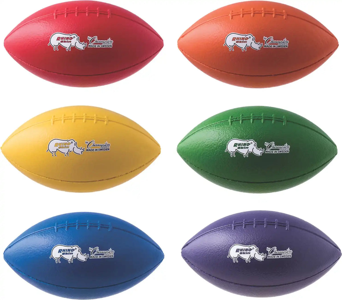 Champion Sports Rsmff Rhino Skin Molded Foam Footballs - Set - of 6 Colors / 9.75’’ d