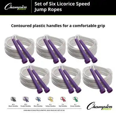 Champion Sports Rsrset Licorice Rhino Speed Rope Set of 6