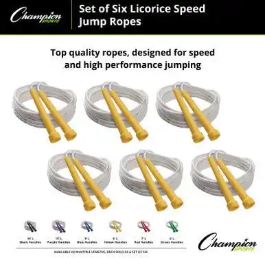 Champion Sports Rsrset Licorice Rhino Speed Rope Set of 6