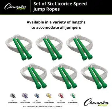 Champion Sports Rsrset Licorice Rhino Speed Rope Set of 6