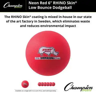 Champion Sports Rxd6 6’’ Rhino Skin Low Bounce Dodgeball - Ea