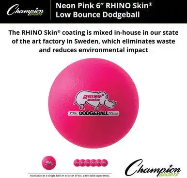 Champion Sports Rxd6 6’’ Rhino Skin Low Bounce Dodgeball - Ea