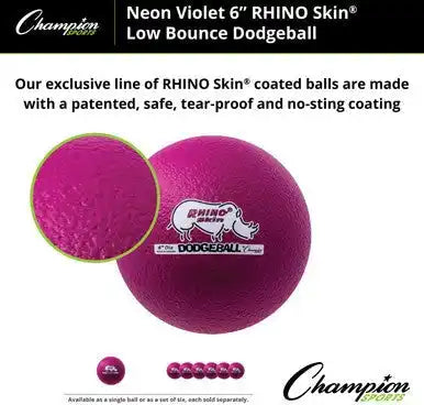 Champion Sports Rxd6 6’’ Rhino Skin Low Bounce Dodgeball - Ea