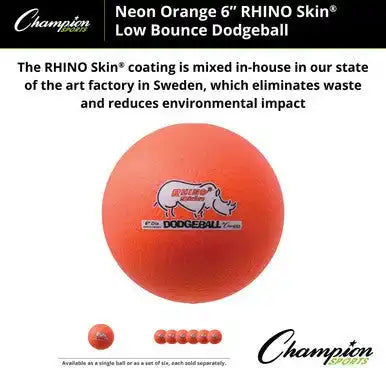 Champion Sports Rxd6 6’’ Rhino Skin Low Bounce Dodgeball - Ea